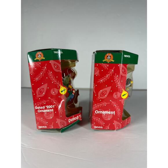 Looney Tunes Christmas Ornaments Lot of 2 Trevco Tweety Tasmanian Devil 2001 - Picture 6 of 8